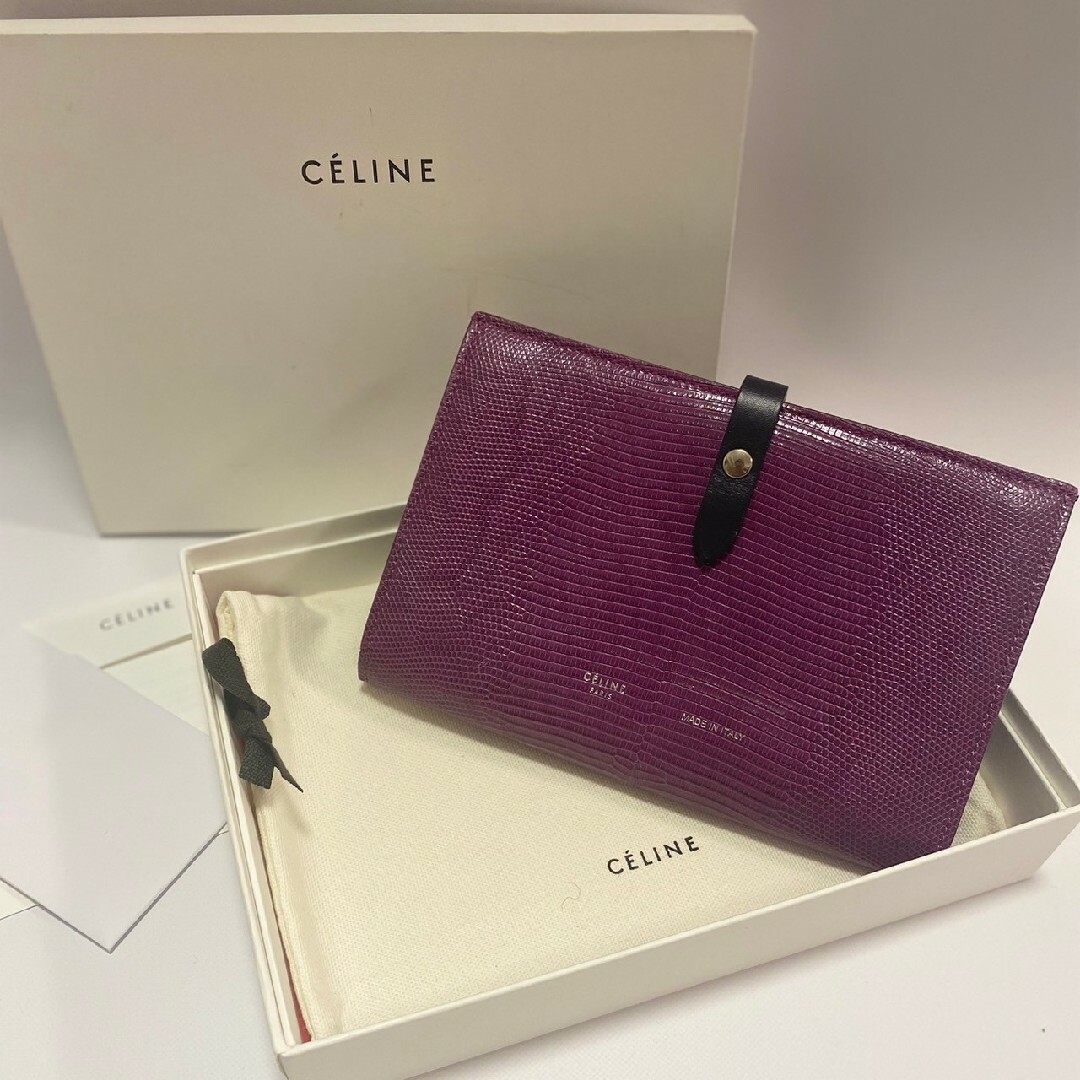 celine - CELINE セリーヌ ラージストラップウォレット リザードマルチ ...