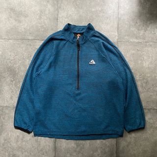 ナイキ(NIKE)のNIKE ACG ナイキエーシージー ハーフジップフリース L ブルー ボーダー(ブルゾン)