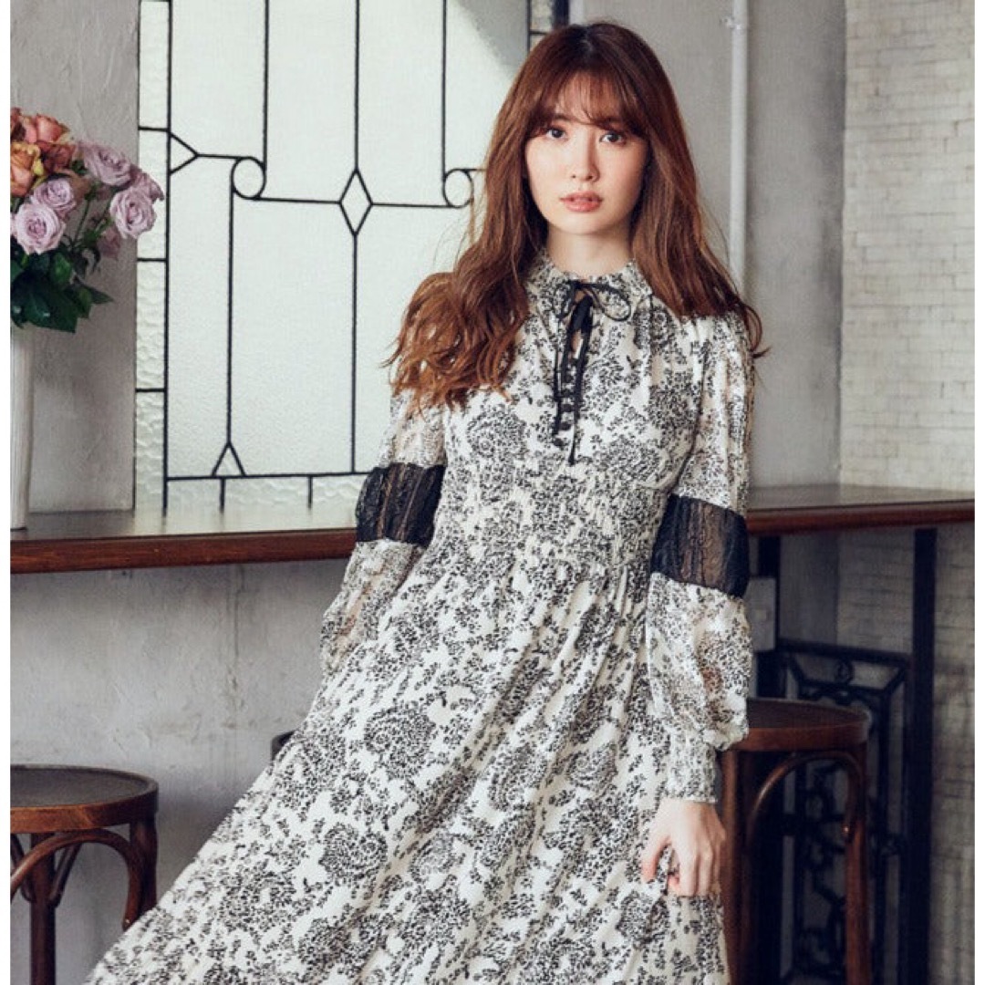 herlipto Winter Floral Long-sleeve Dress-