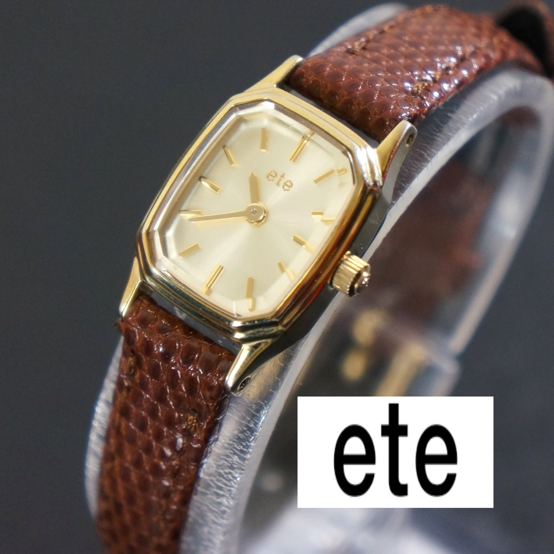 ete - 【稼働品】 ete オクタゴンフェイス 1Pダイヤ 新品ベルト電池