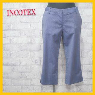 INCOTEX - 美品 インコテックス クロップド パンツ テーパード ウール M 紺 ネイビー