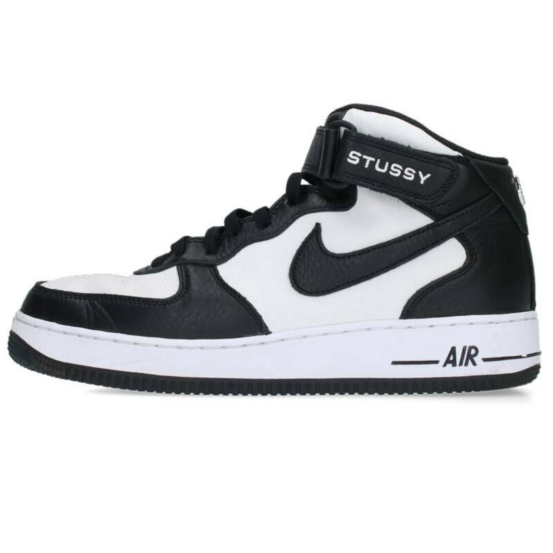 ナイキ ×ステューシー STUSSY  AIR FORCE 1 07 MID SP BLACK/BLACK DJ7840-002 エアフォース1ミッド ブラックホワイトスニーカー メンズ 27cm