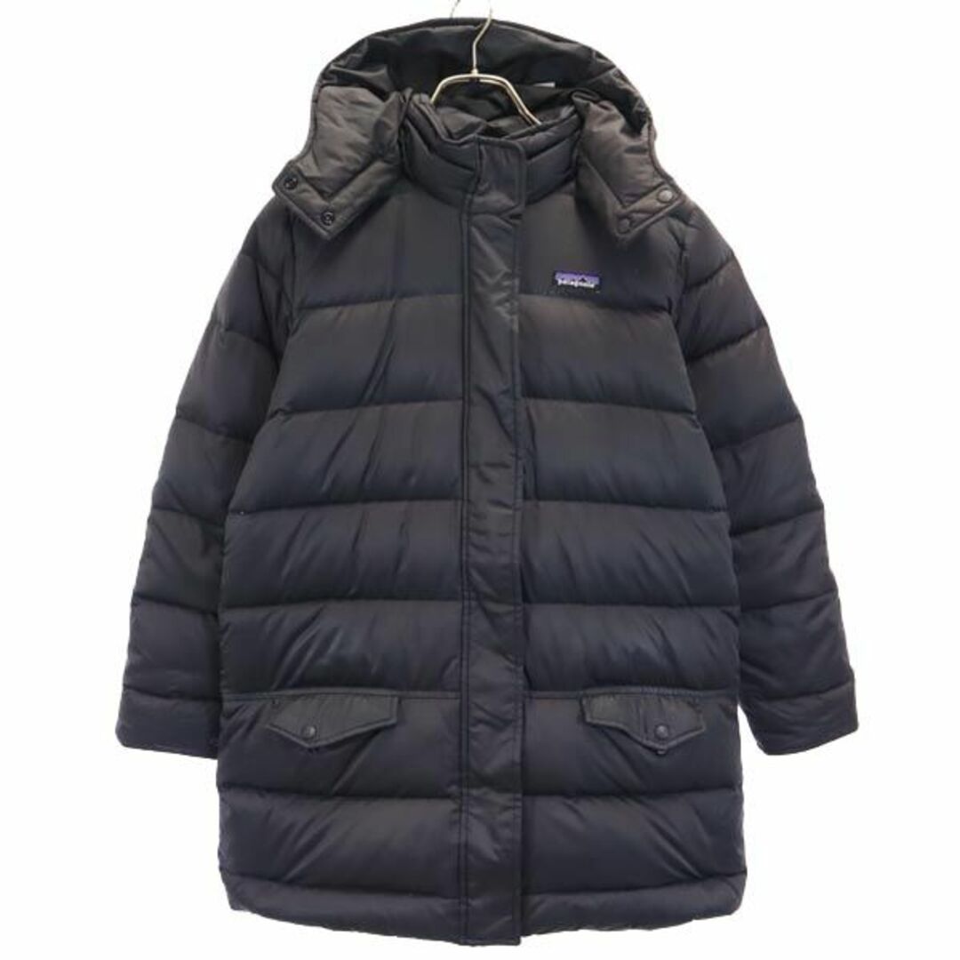 パタゴニア アウトドア ダウンジャケット XL14 ブラック系 patagonia ロゴ キッズ  【231102】