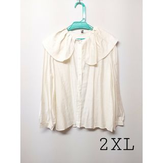 ふわふわ  ブラウス   淡い イエロー 2XL 大きい(シャツ/ブラウス(長袖/七分))