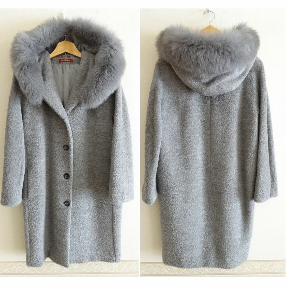 美品★MaxMara STUDIO フォックス ファー ウールコート