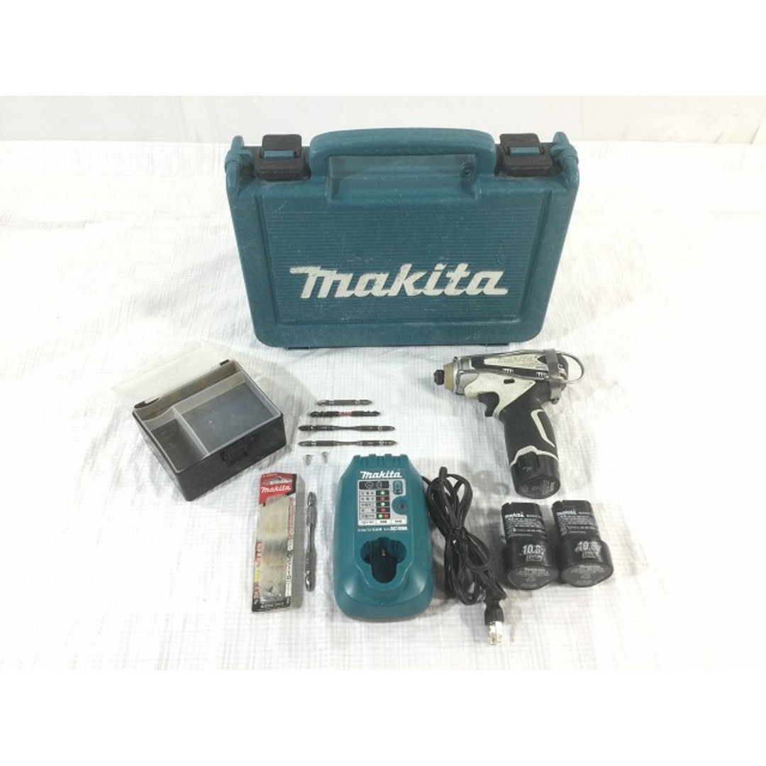 ☆中古品☆ makita マキタ 10.8V 充電式インパクトドライバ TD090DWXW 白/ホワイト バッテリ3個(10.8V 1.3Ah)  充電器 ケース付 80544