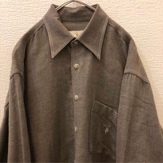 Trussardi - 【TRUSSARDI】レーヨンシャツ　古着　胸ロゴ　ワンポイントロゴ　M