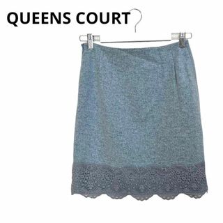 クイーンズコート(QUEENS COURT)の美品　QUEENS COURT ウール　ミニスカート　レース(ミニスカート)