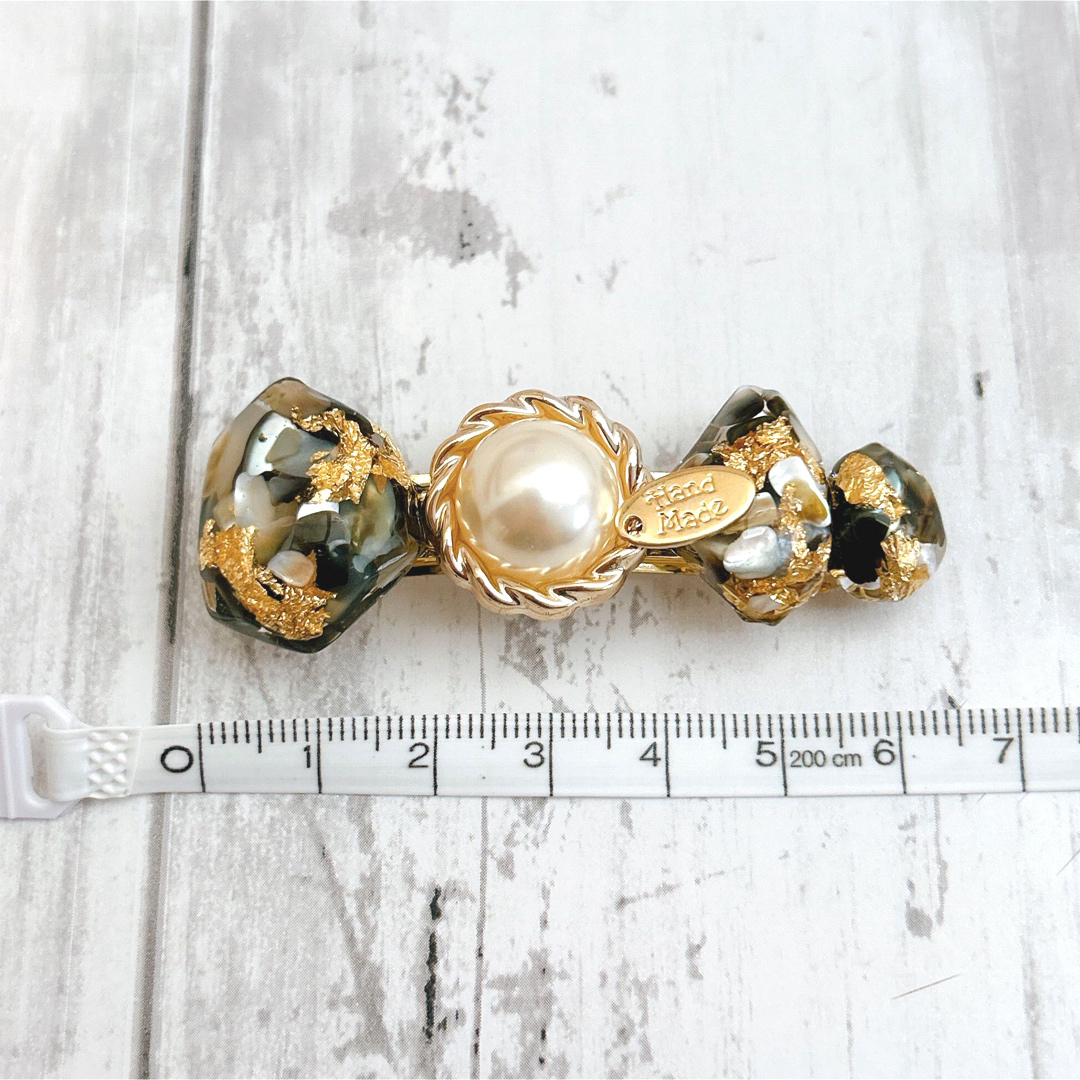 ハンドメイド レジン シェルバレッタ 金箔 メタルパーツ ヘア ハンドメイド レジン シェルバレッタ 金箔 メタルパーツ ヘア