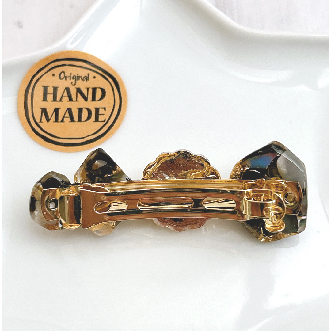 ハンドメイド レジン シェルバレッタ 金箔 メタルパーツ ヘア ハンドメイド レジン シェルバレッタ 金箔 メタルパーツ ヘア