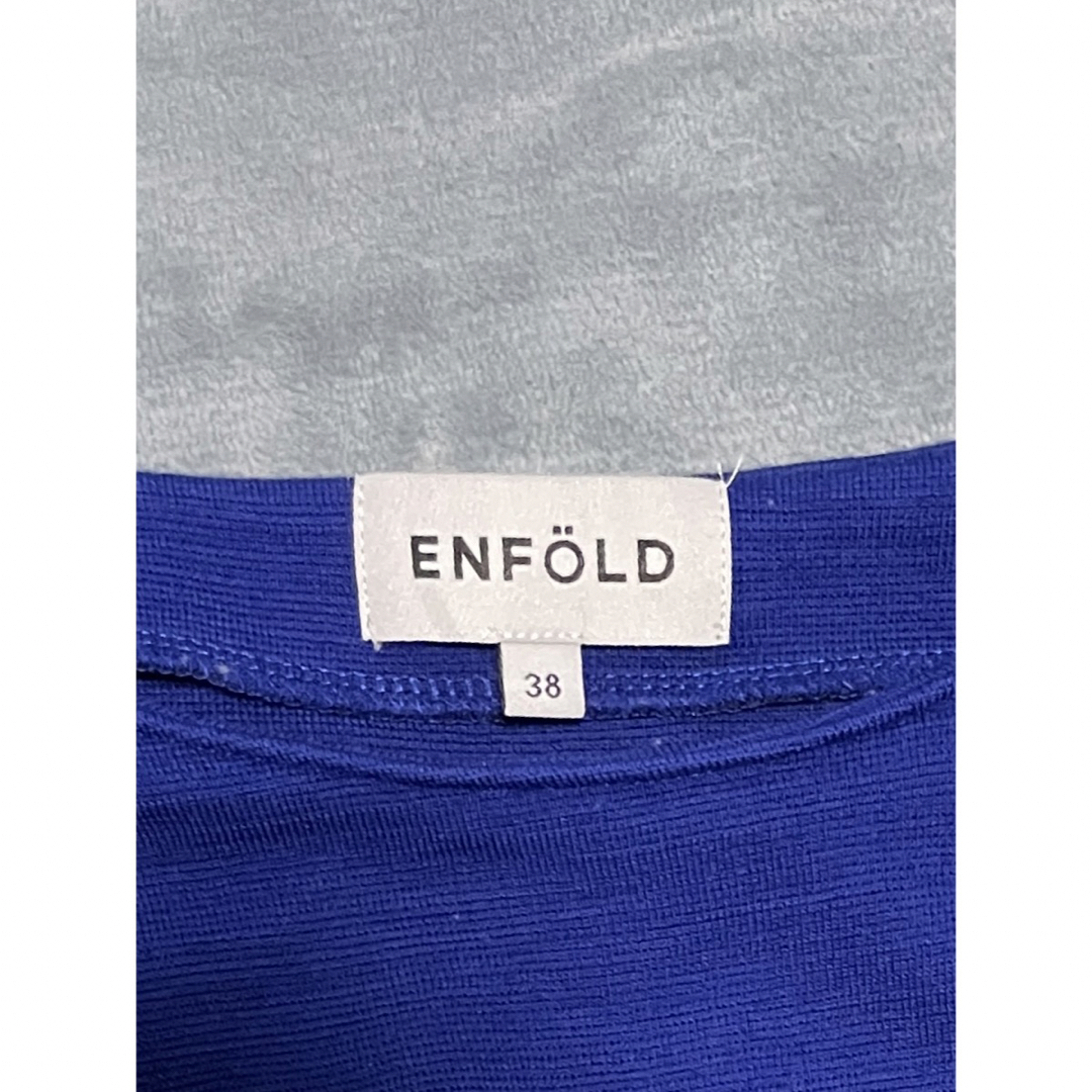 美品 ENFOLD エンフォルド ひざ丈ワンピース ブルー 毛100% 38