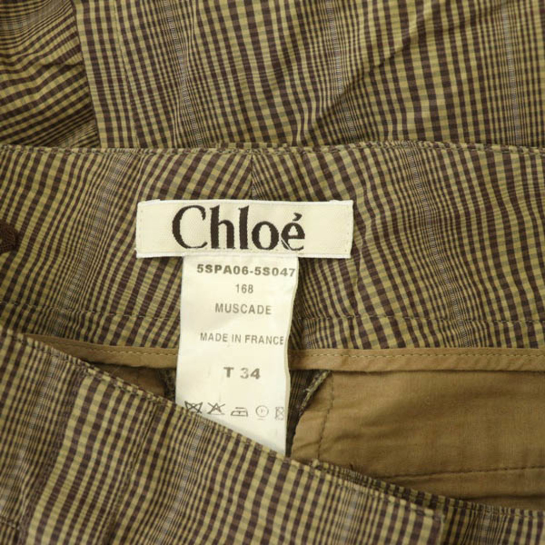 Chloe(クロエ)のクロエ ワイドパンツ チェック ボタンフライ コットン ロールアップ フランス製 レディースのパンツ(その他)の商品写真