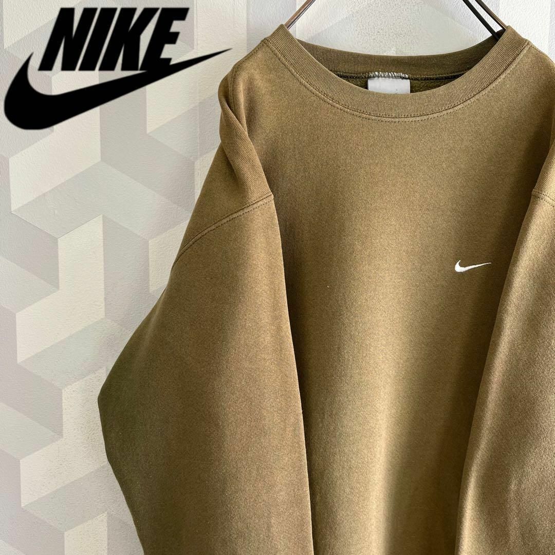 NIKE 00s スウェット カーキ 筆記体 ビッグロゴ XXL