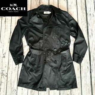 ECコーチCOACHS肩幅コーチ COACH テーラードジャケット レザー USA製 S 黒 ブラック