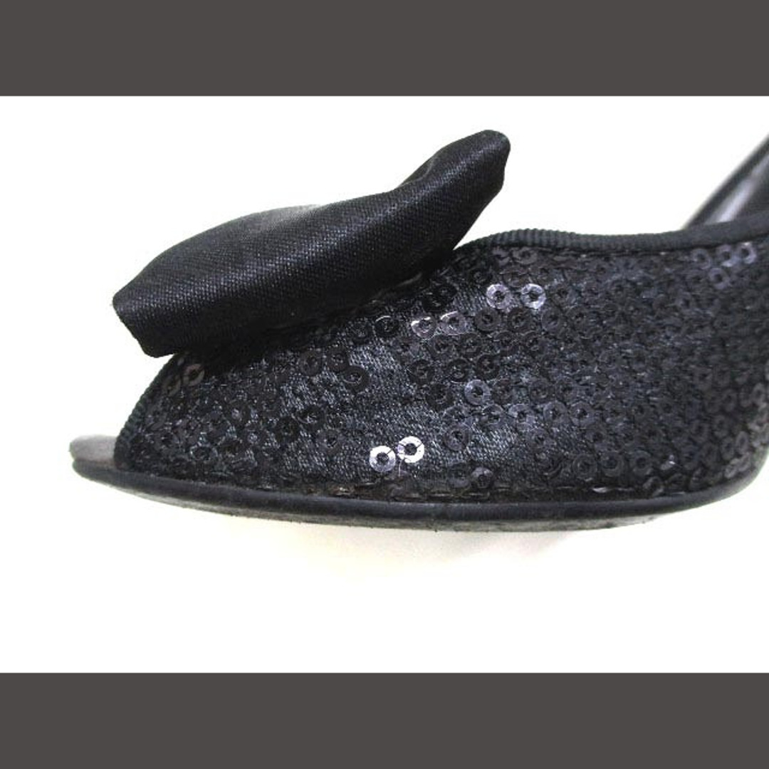 UNTITLED(アンタイトル)のアンタイトル リボン付き オープントゥ スパンコール パンプス 21.5cm相当 レディースの靴/シューズ(ハイヒール/パンプス)の商品写真