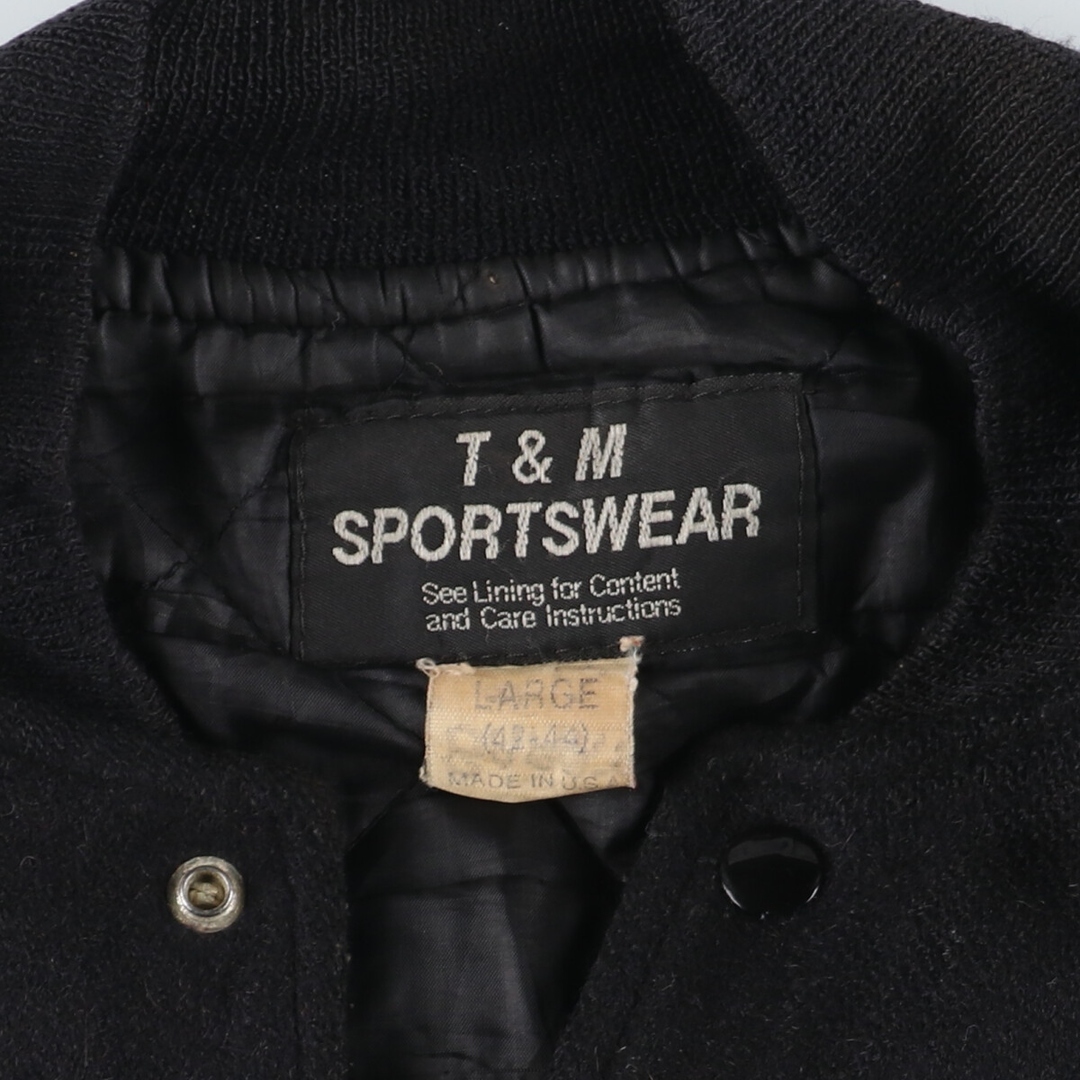 古着 90年代 T&M SPORTAWEAR 袖革ウールスタジャン アワードジャケット