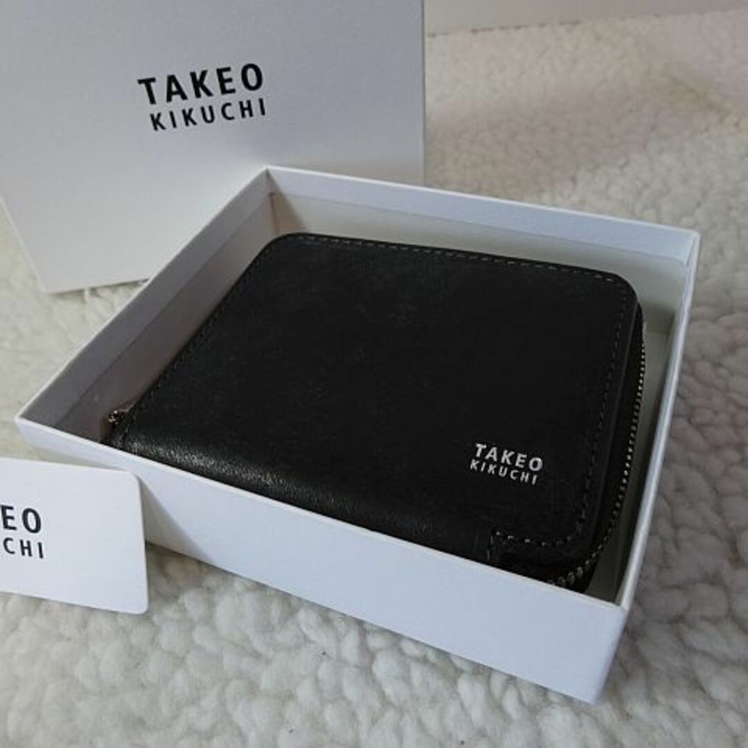 【新品/本物】TAKEO KIKUCHI チャック式財布/黒 ￥14，300