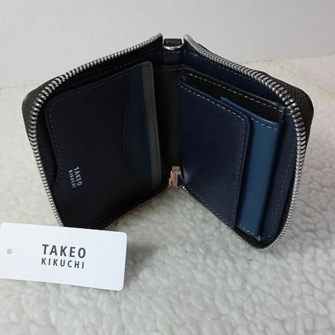 【新品/本物】TAKEO KIKUCHI チャック式財布/黒 ￥14,300