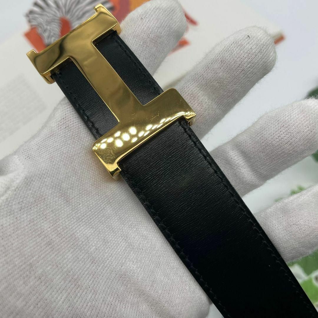 Hermes - エルメス Hベルト 〇Q刻印 ベルト ブラック レザーの通販 by