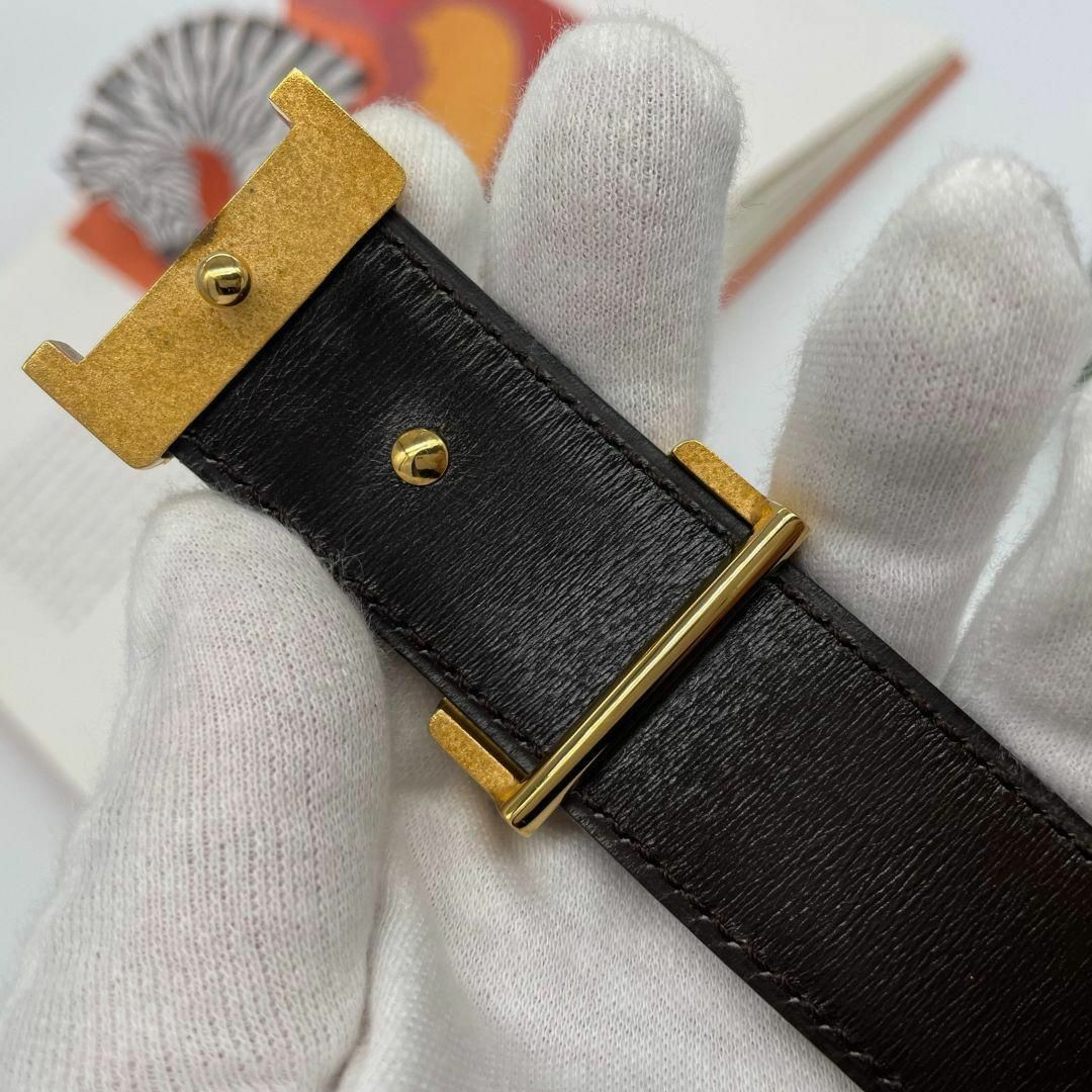 Hermes - エルメス Hベルト 〇Q刻印 ベルト ブラック レザーの通販 by