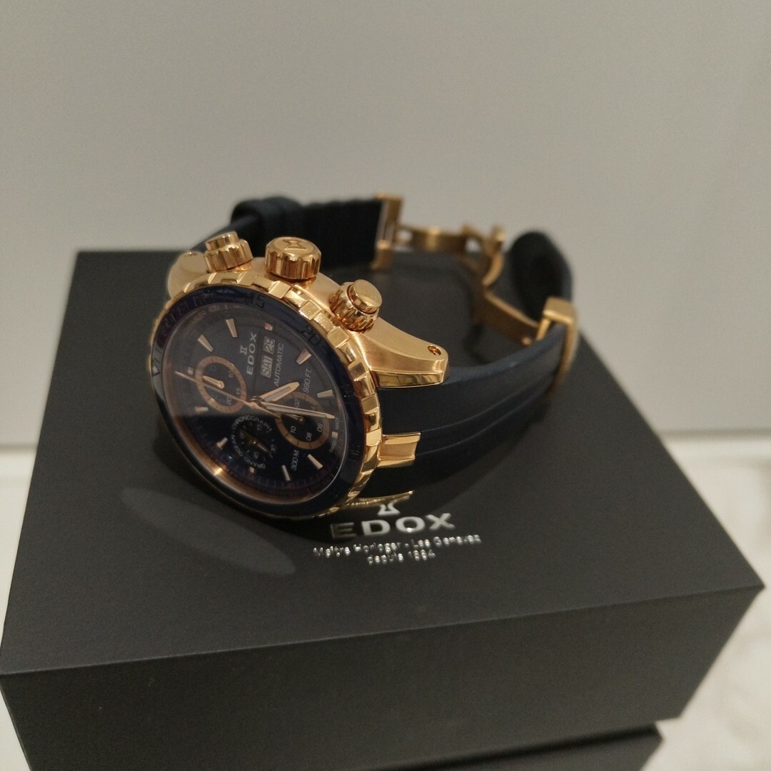 EDOX(エドックス)のEDOX エドックス　グランドオーシャン　自動巻　美品　ネイビー　ゴールド メンズの時計(腕時計(アナログ))の商品写真