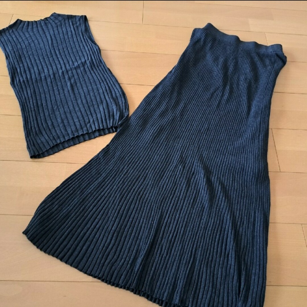 新品☆anuans セミシアーリブニットセットアップ-