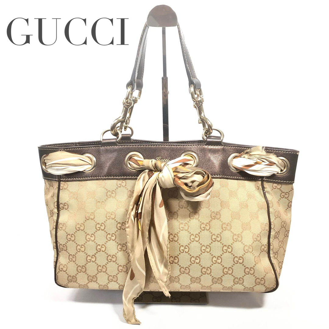 Gucci(グッチ)の希少　グッチ　GUCCI トートバッグ　ハンドバッグ　スカーフ付　キャンバス レディースのバッグ(トートバッグ)の商品写真