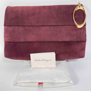 フェラガモ(Ferragamo)の希少　フェラガモ　クラッチバッグ　セカンドバッグ　スエード　レッド　赤(クラッチバッグ)