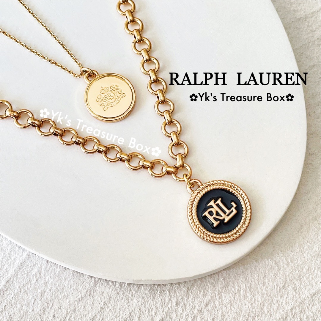 Ralph Lauren(ラルフローレン)のR438/RALPH LAUREN/新作/ブラックエナメル2層ゴールドネックレス レディースのアクセサリー(ネックレス)の商品写真