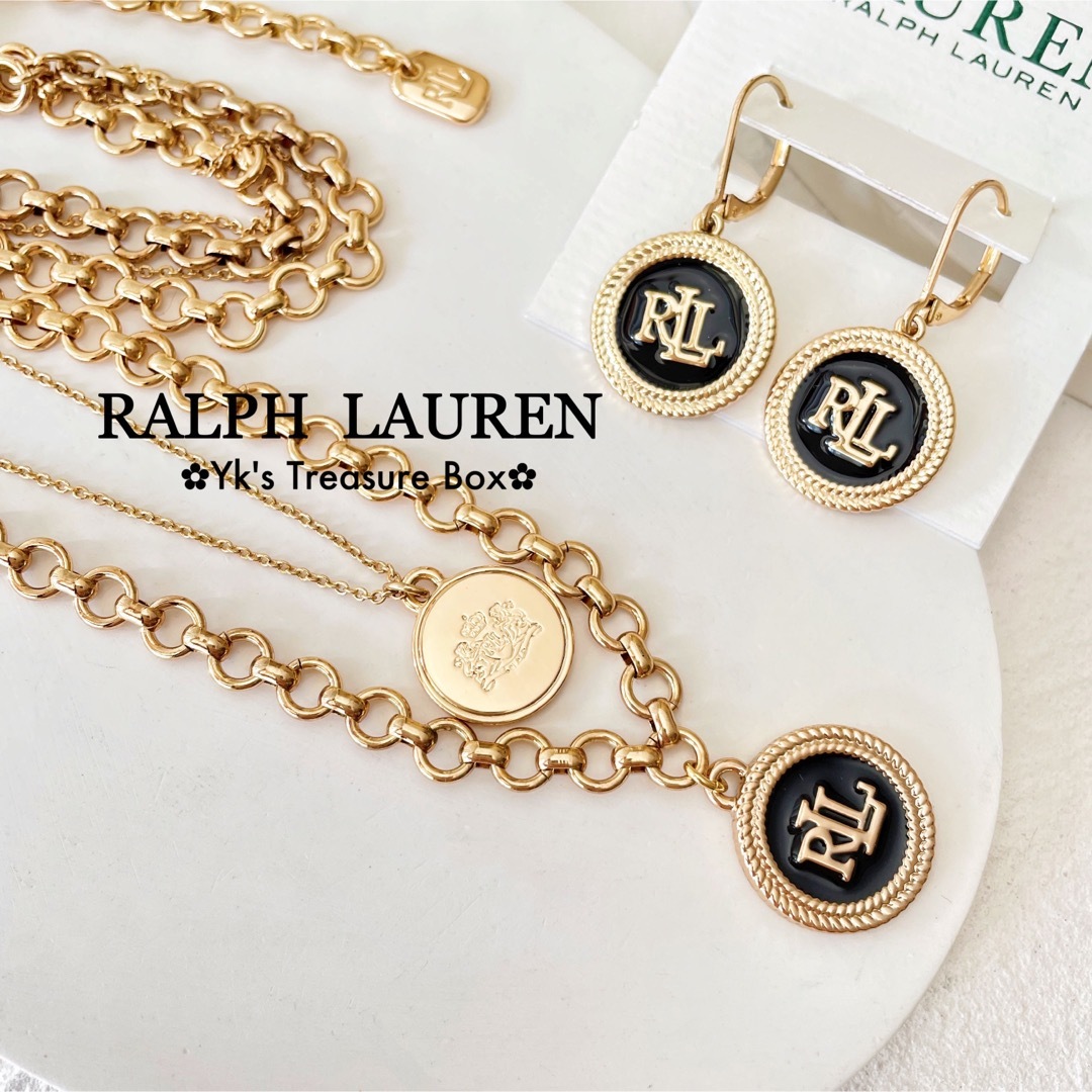 Ralph Lauren(ラルフローレン)のR438/RALPH LAUREN/新作/ブラックエナメル2層ゴールドネックレス レディースのアクセサリー(ネックレス)の商品写真