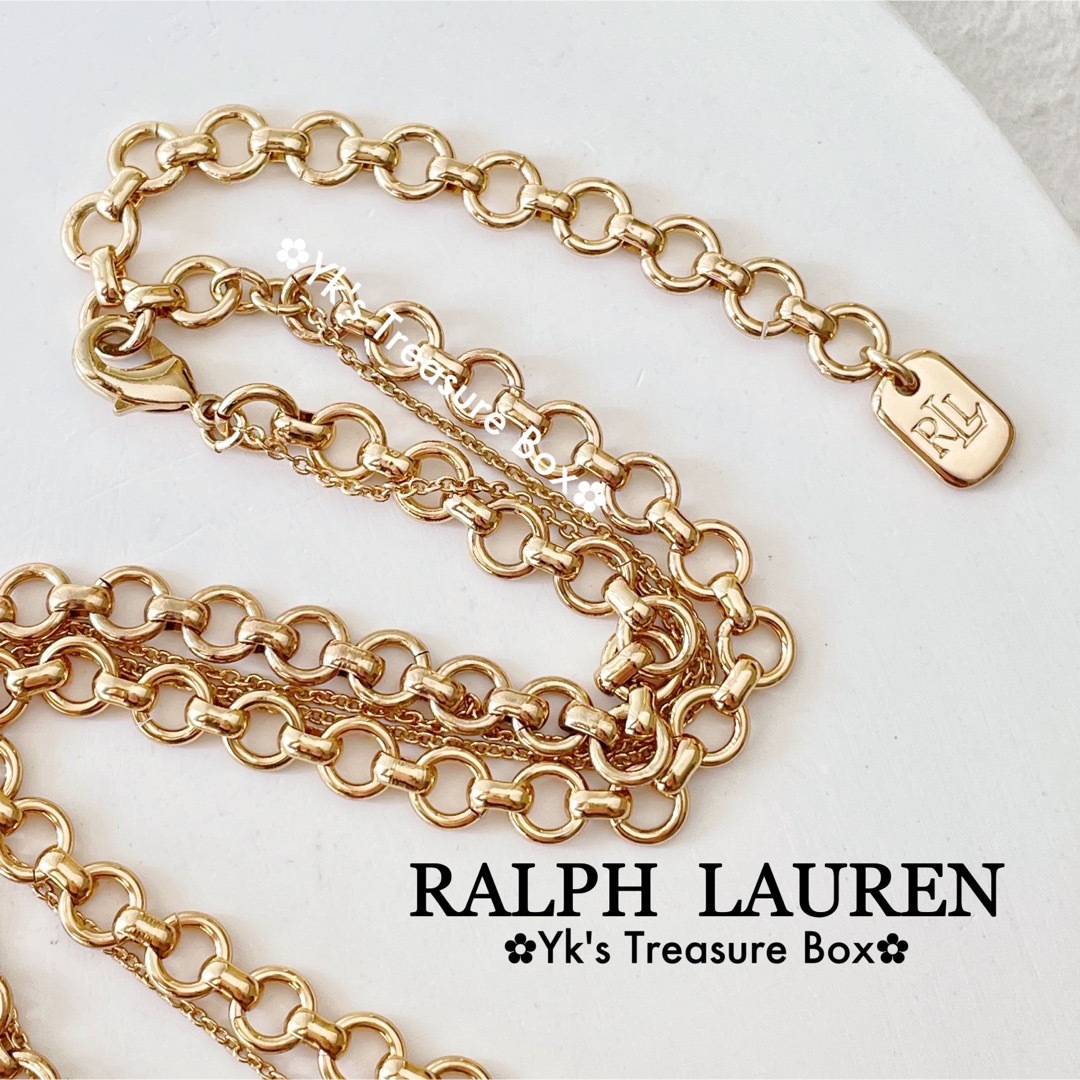 Ralph Lauren(ラルフローレン)のR438/RALPH LAUREN/新作/ブラックエナメル2層ゴールドネックレス レディースのアクセサリー(ネックレス)の商品写真