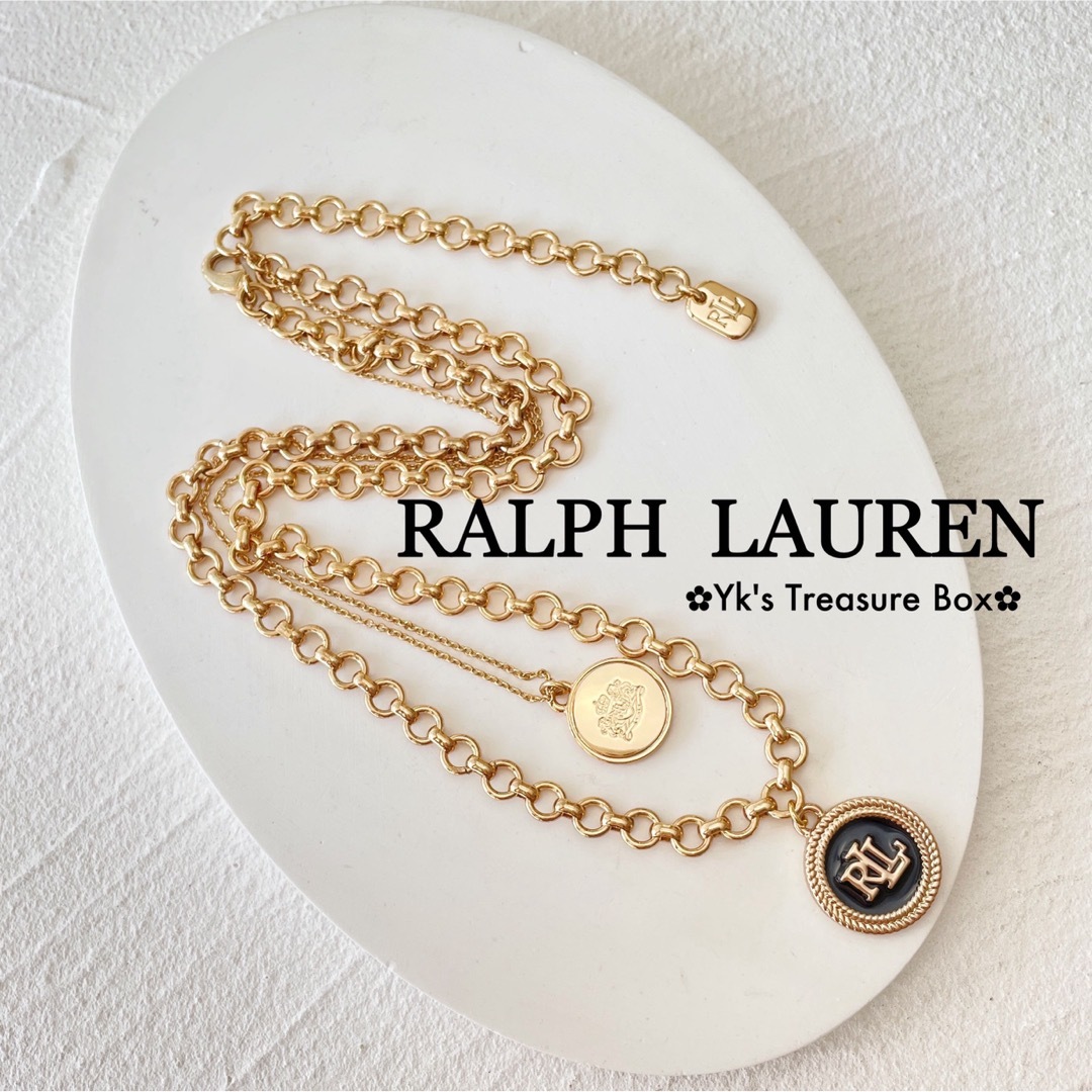 Ralph Lauren(ラルフローレン)のR438/RALPH LAUREN/新作/ブラックエナメル2層ゴールドネックレス レディースのアクセサリー(ネックレス)の商品写真
