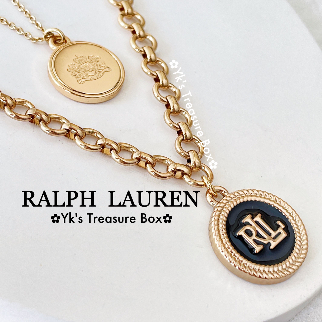 Ralph Lauren(ラルフローレン)のR438/RALPH LAUREN/新作/ブラックエナメル2層ゴールドネックレス レディースのアクセサリー(ネックレス)の商品写真