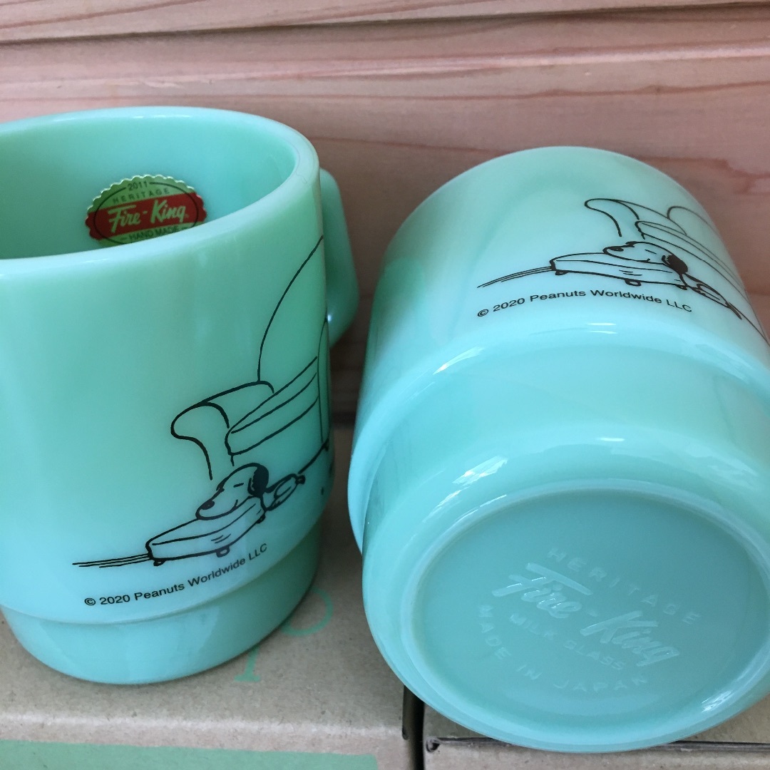 Fire-King - 新品 2個セット Fire-King スヌーピー スタッキング Fire-King - 新品 2個セット Fire-King スヌーピー スタッキング