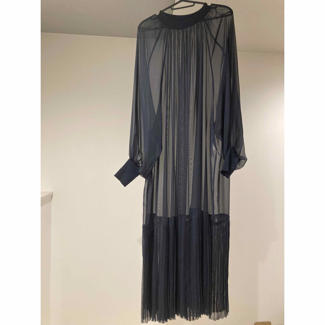 HYKE SHIRRED VOILE DRESS Navy 1 ワンピース-