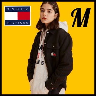 トミージーンズ(TOMMY JEANS)の【裏ボア】トミージーンズ★シェルパシャツジャケット★ブルゾン★黒★M(ブルゾン)