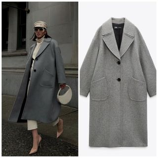 ZARA　ウールオーバーサイズコート　グレー　XXSサイズ