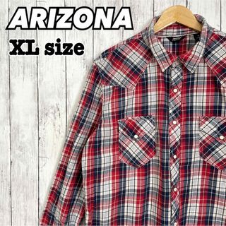 usa ARIZONA ネルシャツ XL レッド ブラック オンブレチェック