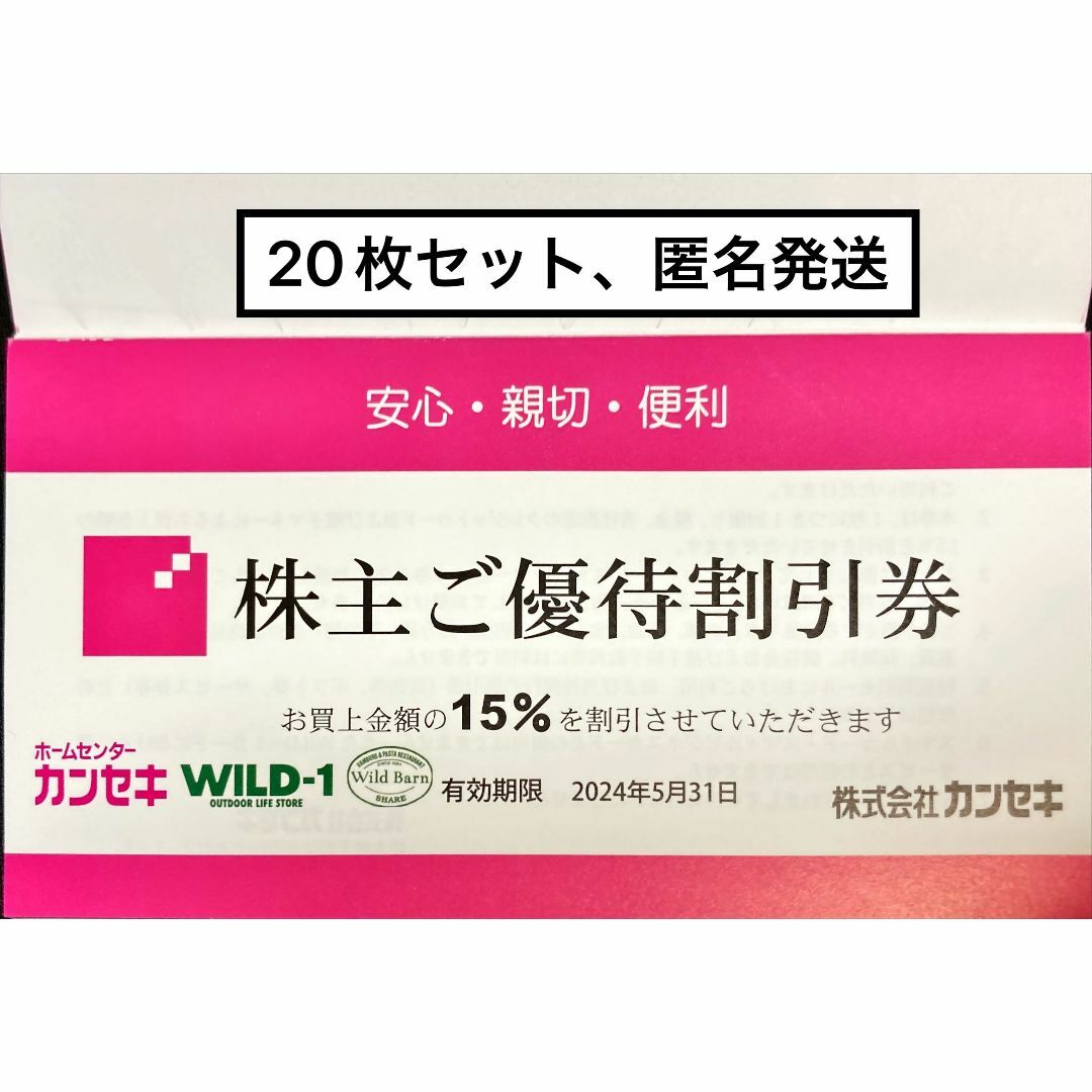 売上超特価 カンセキ20枚 期限24.5.31 最新 株主優待券 匿名発送 WILD