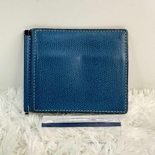 美品】ヴァレクストラ マネークリップ ネイビー 本革 シルバー金具 ...