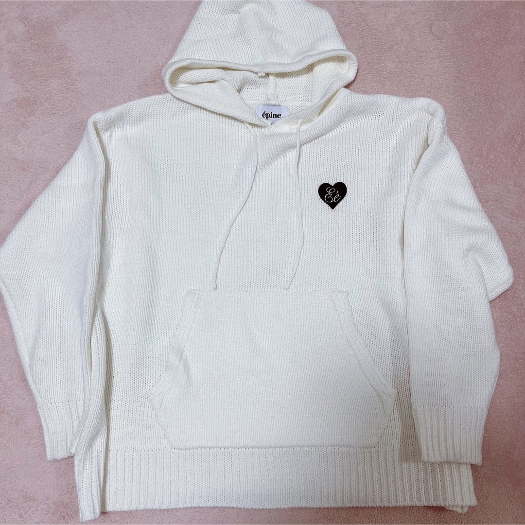 épine - エピヌ ♡ Eé knit hoodie off whiteの通販 by her's shop