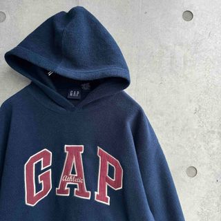 新品ギャップ GAP ビックパーカー　デカロゴ　ビックロゴ　モコモコ　ネイビーM