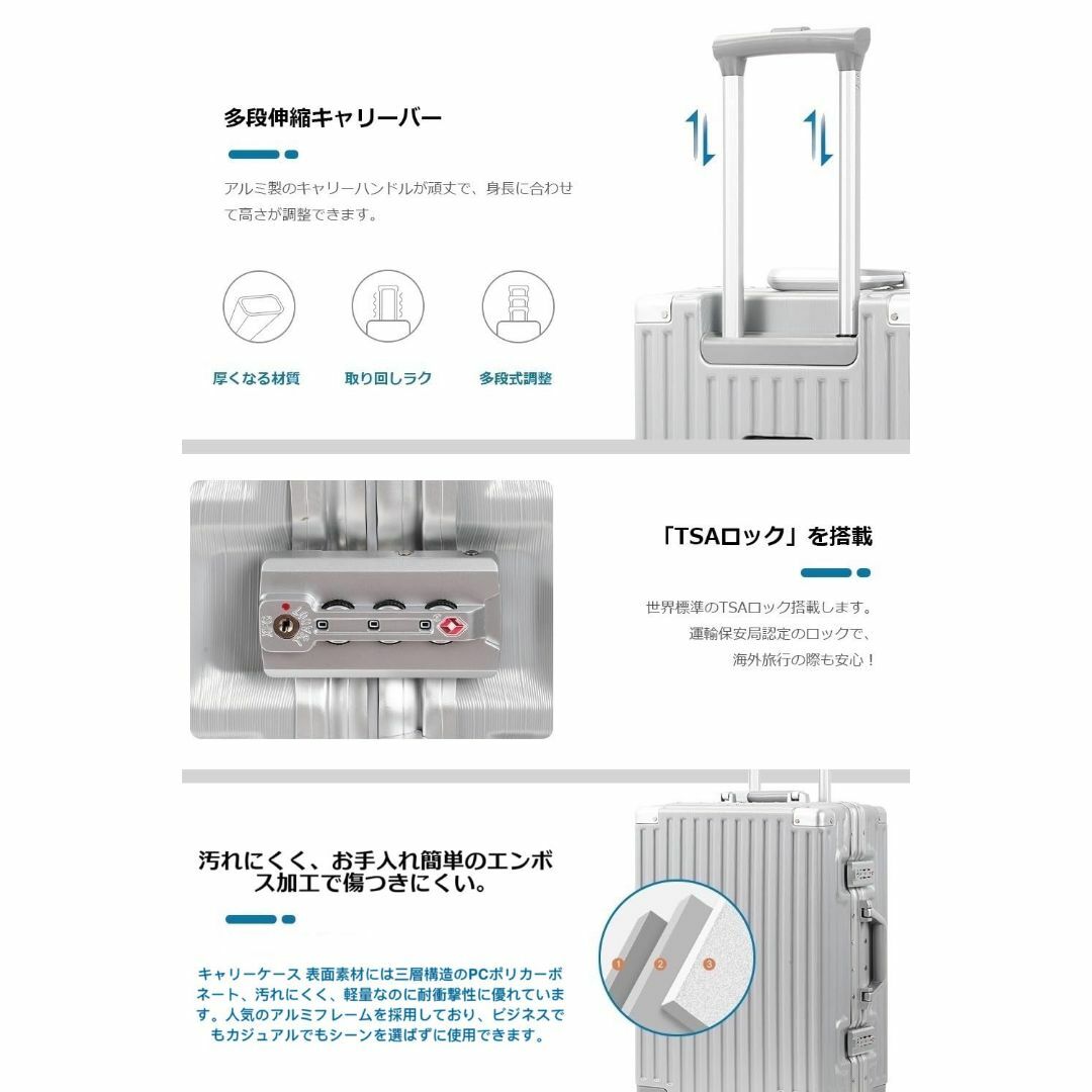 【色: Silver】[Spyplan] スーツケース キャリー ケース キャス