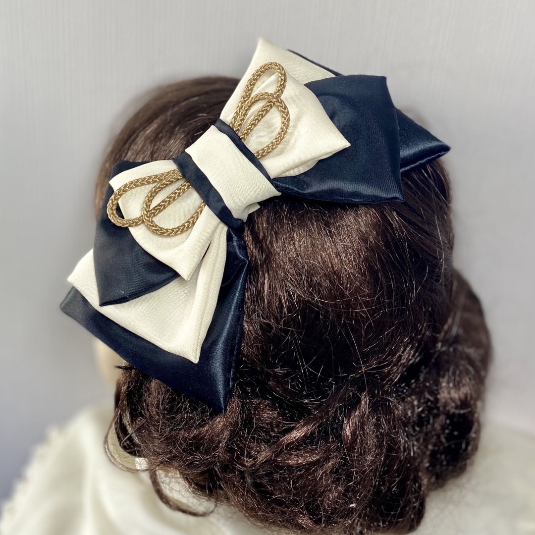 リボン 黒 ヘアアクセサリー 髪飾り 七五三 結婚式 成人式 卒業式