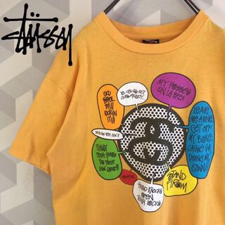 ステューシー(STUSSY)の【ステューシー】旧タグメキシコ製 大きめM ビッグロゴTシャツ黄色stussy.(Tシャツ/カットソー(半袖/袖なし))