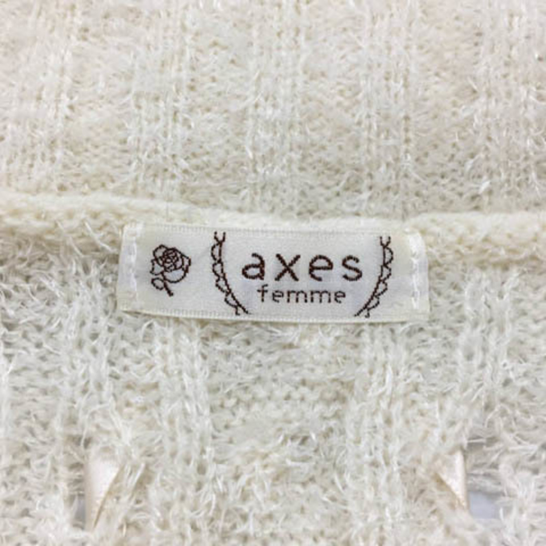 axes femme(アクシーズファム)のアクシーズファム ワンピース ニット チュニック ミニ 長袖 M 白 ベージュ レディースのワンピース(ミニワンピース)の商品写真