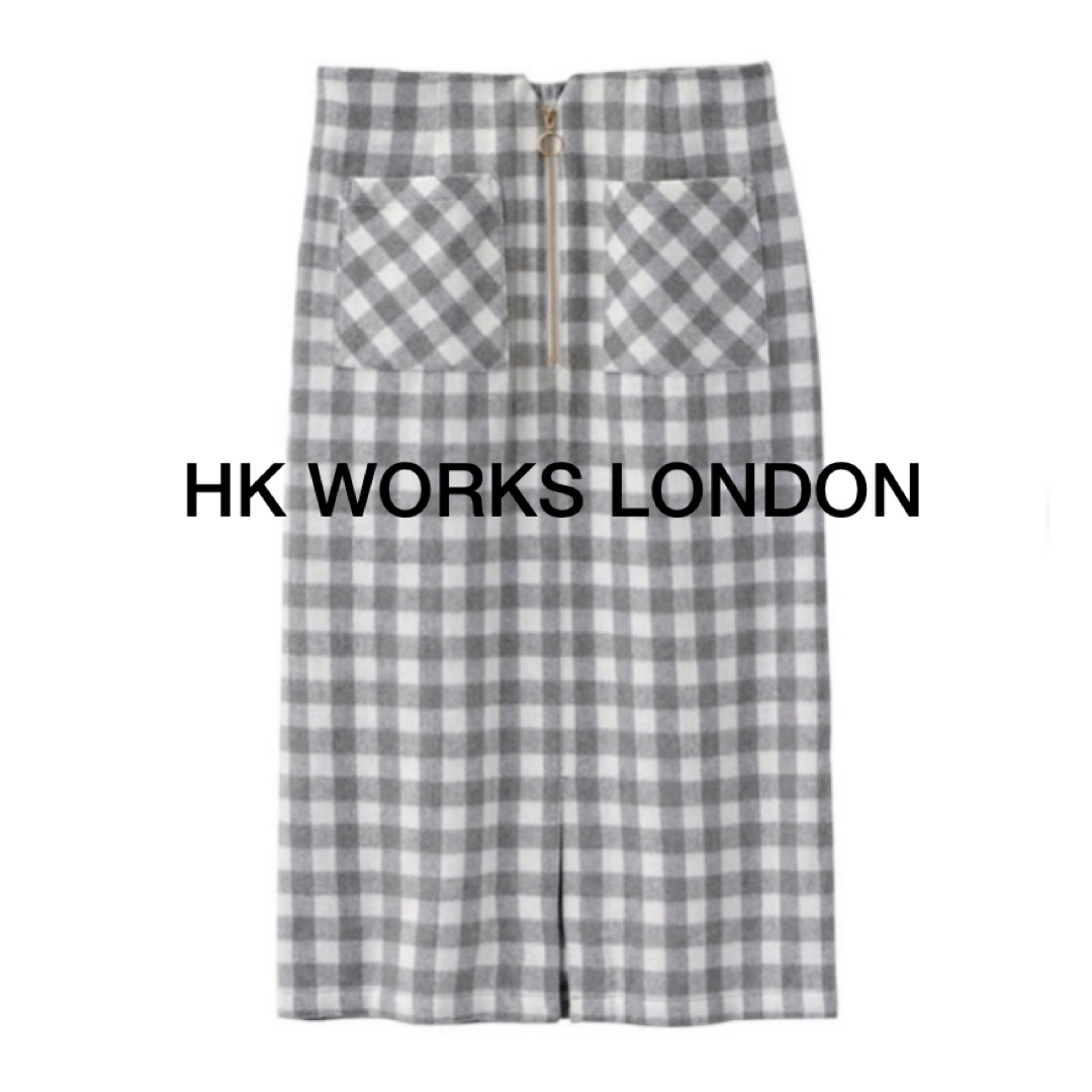 しまむら(シマムラ)のhk works london ナロースカート　ブロックチェック柄グレーしまむら レディースのスカート(ロングスカート)の商品写真
