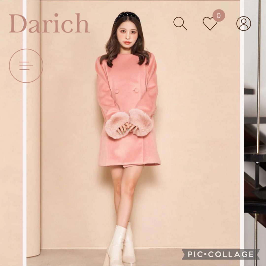 ファー♡ダーリッチ　タックデザインチェックコート　新品♡