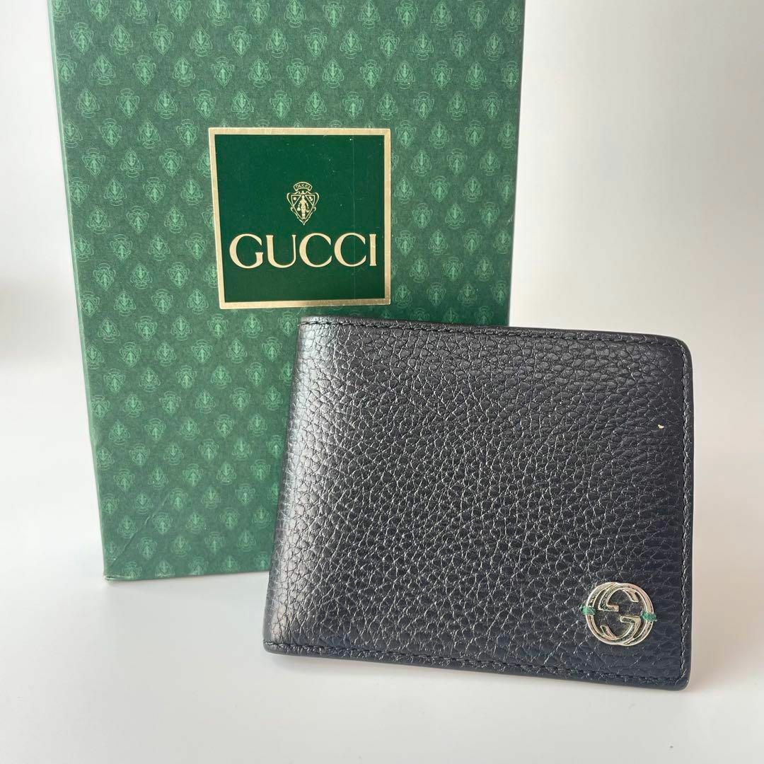 美品 GUCCI インターロッキング 折り財布 二つ折り インターロッキング