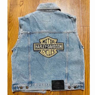 ハーレーダビッドソン(Harley Davidson)の90s ハーレーダビッドソン ジーンズ ベスト 大判刺繍 バイク(ベスト)